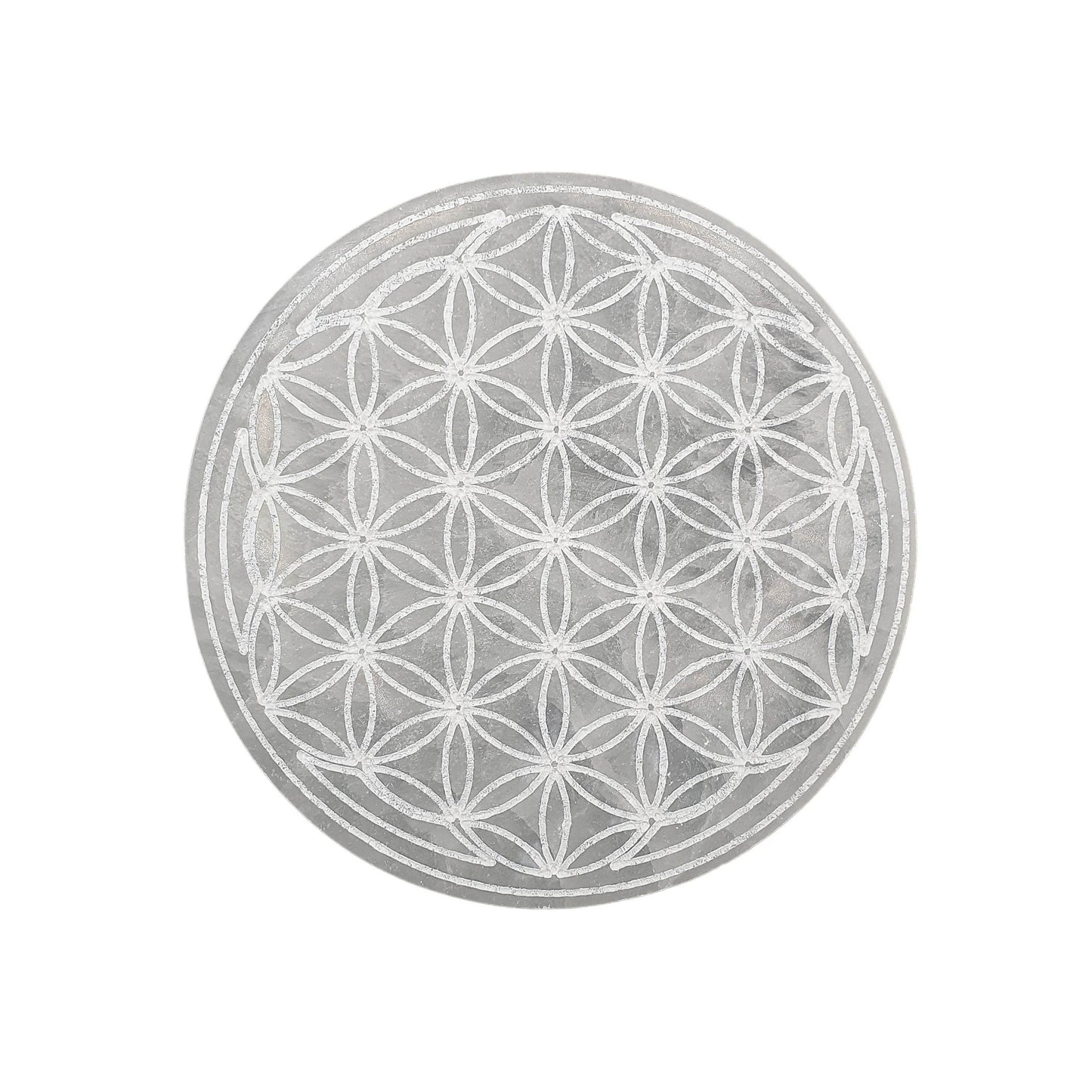 Selenite Flower of Life Charging Plate - Daughter of Swords