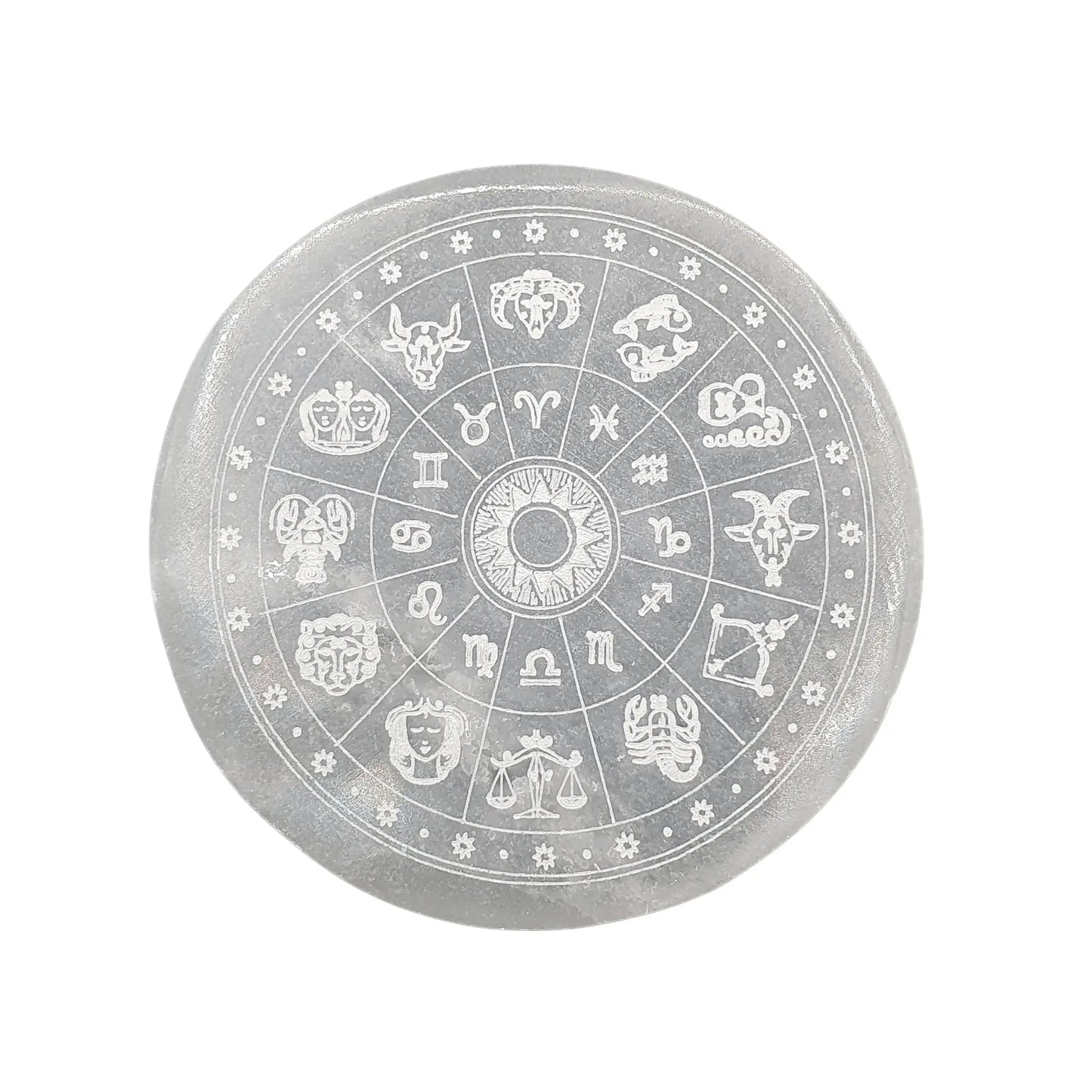 Selenite Zodiac Charging Plate Daughter of Swords