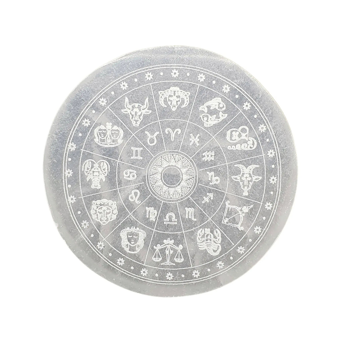Selenite Zodiac Charging Plate Daughter of Swords