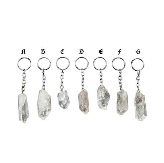 Raw Clear Quartz Keyrings - Daughter of Swords