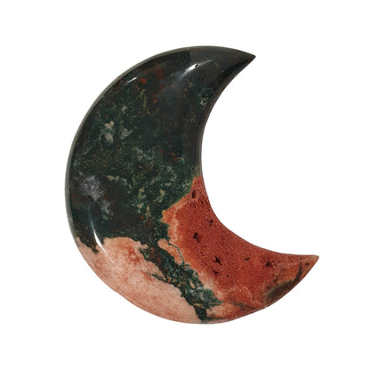 Bloodstone & Pink Amethyst Crescent Moon on Stand - Daughter of Swords